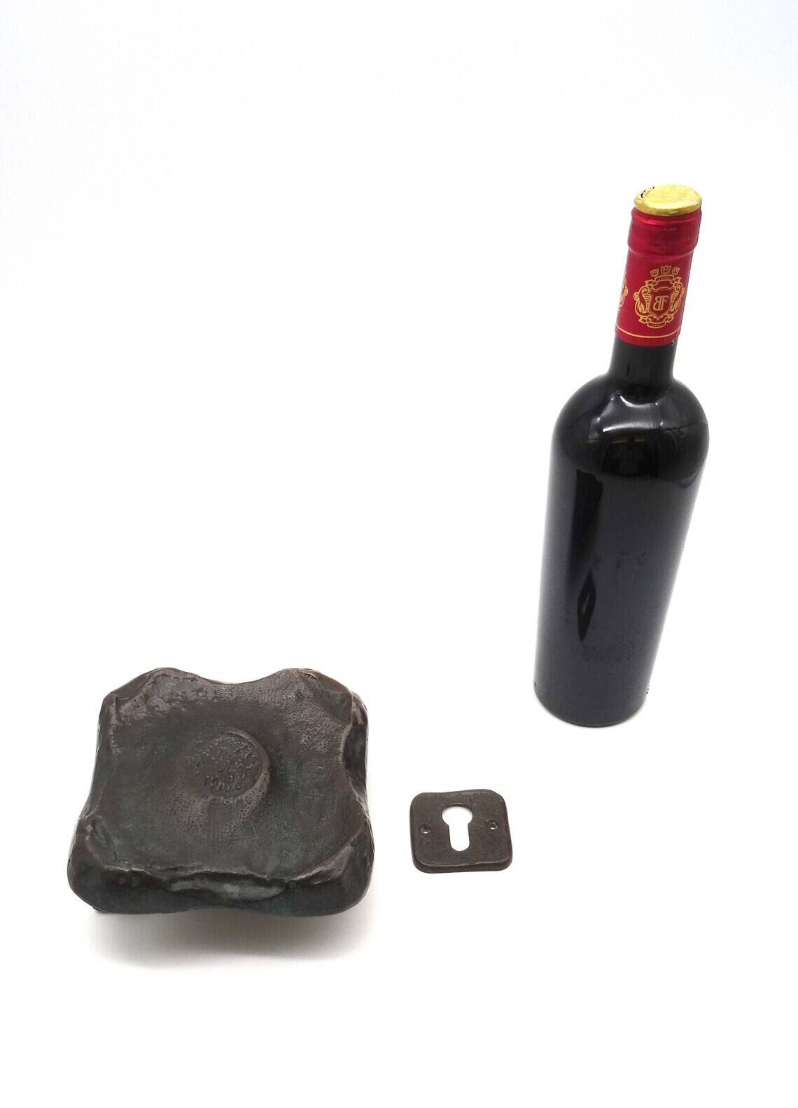Belle poignée de porte abstraite brutaliste du milieu du siècle en bronze massif moulé Allemagne 1960
