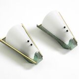 Pair of beautiful mint green Mid Century Modern perforated sheet metal wall