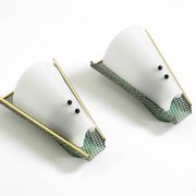 Pair of beautiful mint green Mid Century Modern perforated sheet metal wall