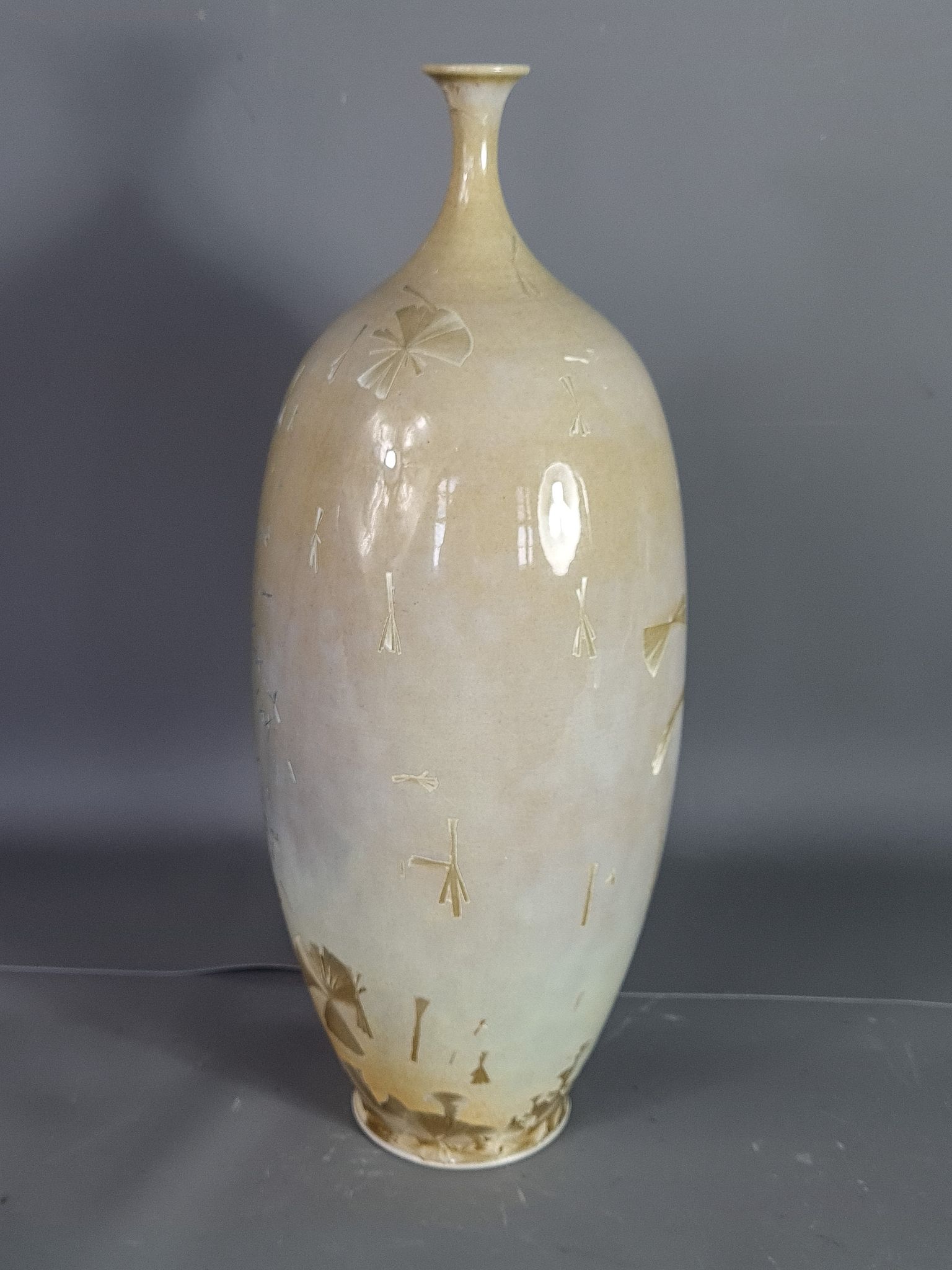 Designer vase ceramic glazed and iridescent vintage 80s