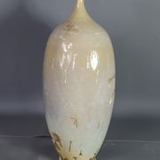 Designer vase ceramic glazed and iridescent vintage 80s