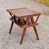 Vintage side table from the 50s in beech oak and poplar compass feet