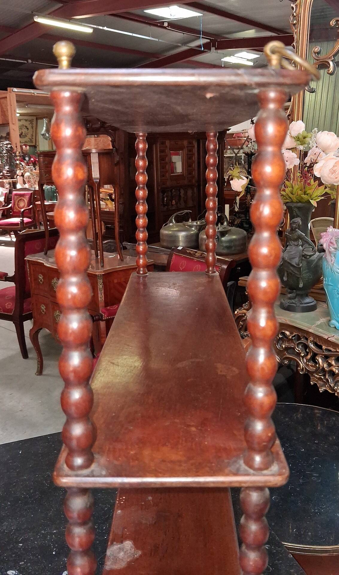 Wall Shelf or Display in Mahogany with Twisted Columns, Late 19th Century