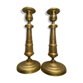 Pair of candlestick torches in chiseled bronze early nineteenth Empire