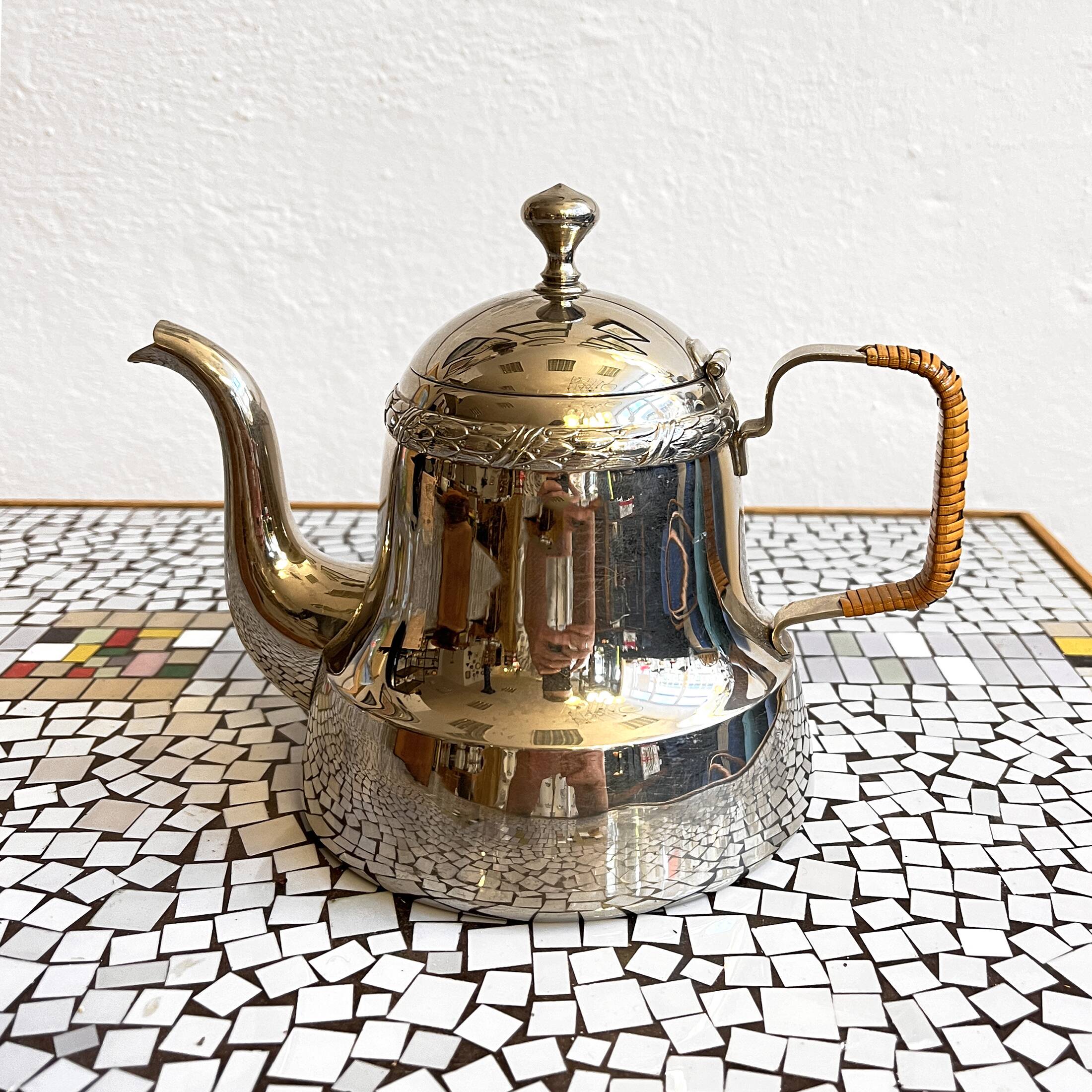 Plated art deco teapot jug, Christofle, France, 1940s.
