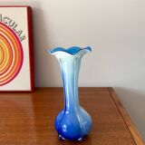 Tie & Dye blue opaline vase design from the 50s and 60s