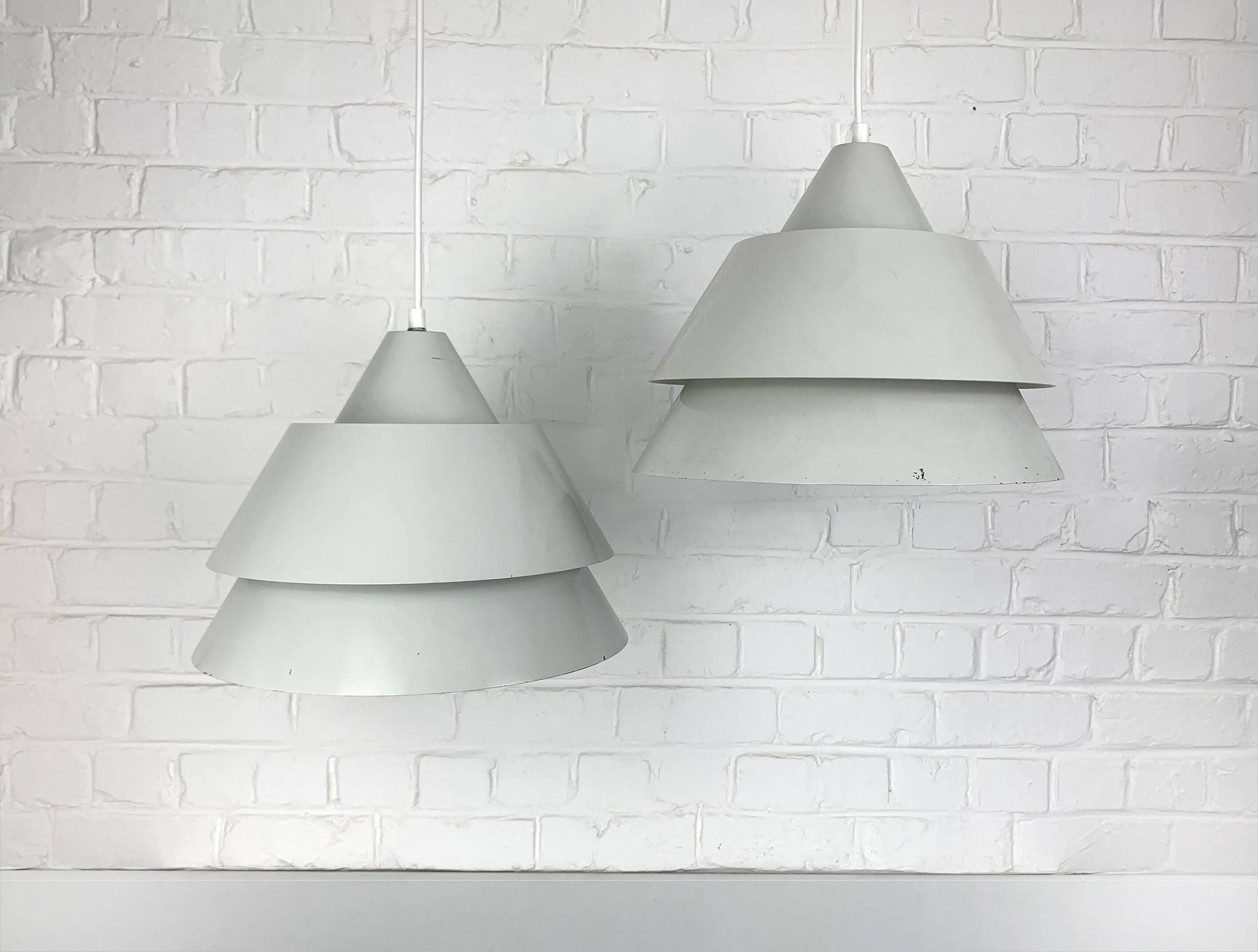 Pair of Zone Pendant Lights in gray, Jo Hammerborg for Fog & Mørup, 1960s