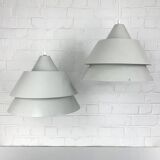 Pair of Zone Pendant Lights in gray, Jo Hammerborg for Fog & Mørup, 1960s