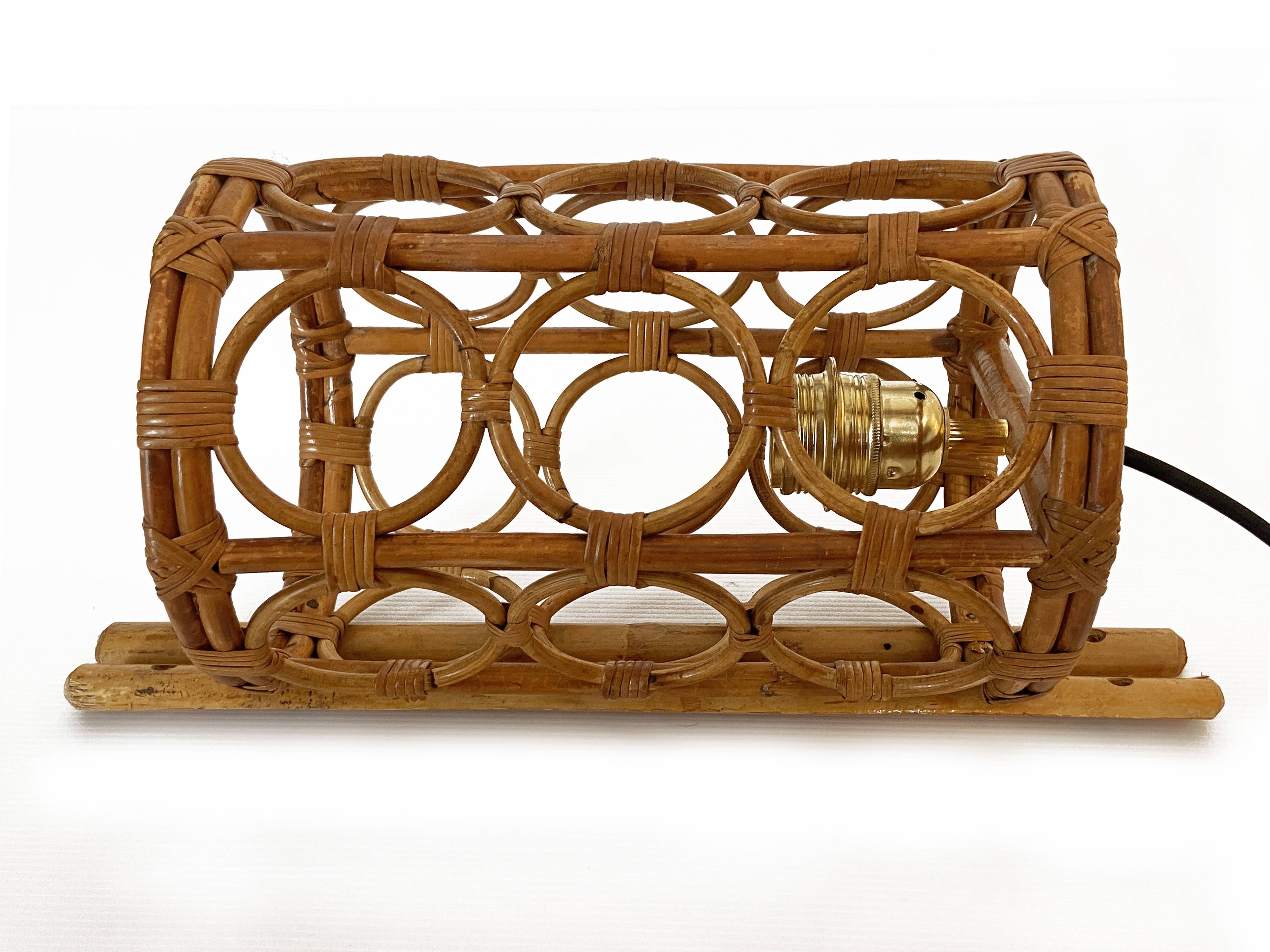 Mid-Century Rattan Wall Sconces — Louis Sognot Style