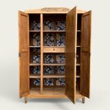 Parisian art deco wardrobe in solid raw oak, removable