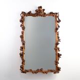 Romantic Wooden Mirror with Floral Details, France 1950s