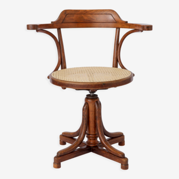 Chaise vintage pivotante en bois courbé tresse viennoise
