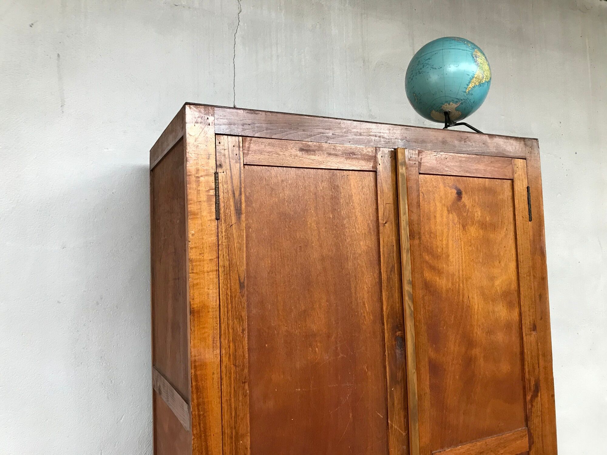 Old cabinet or wardrobe in fir from the 1950s 1960s vintage design