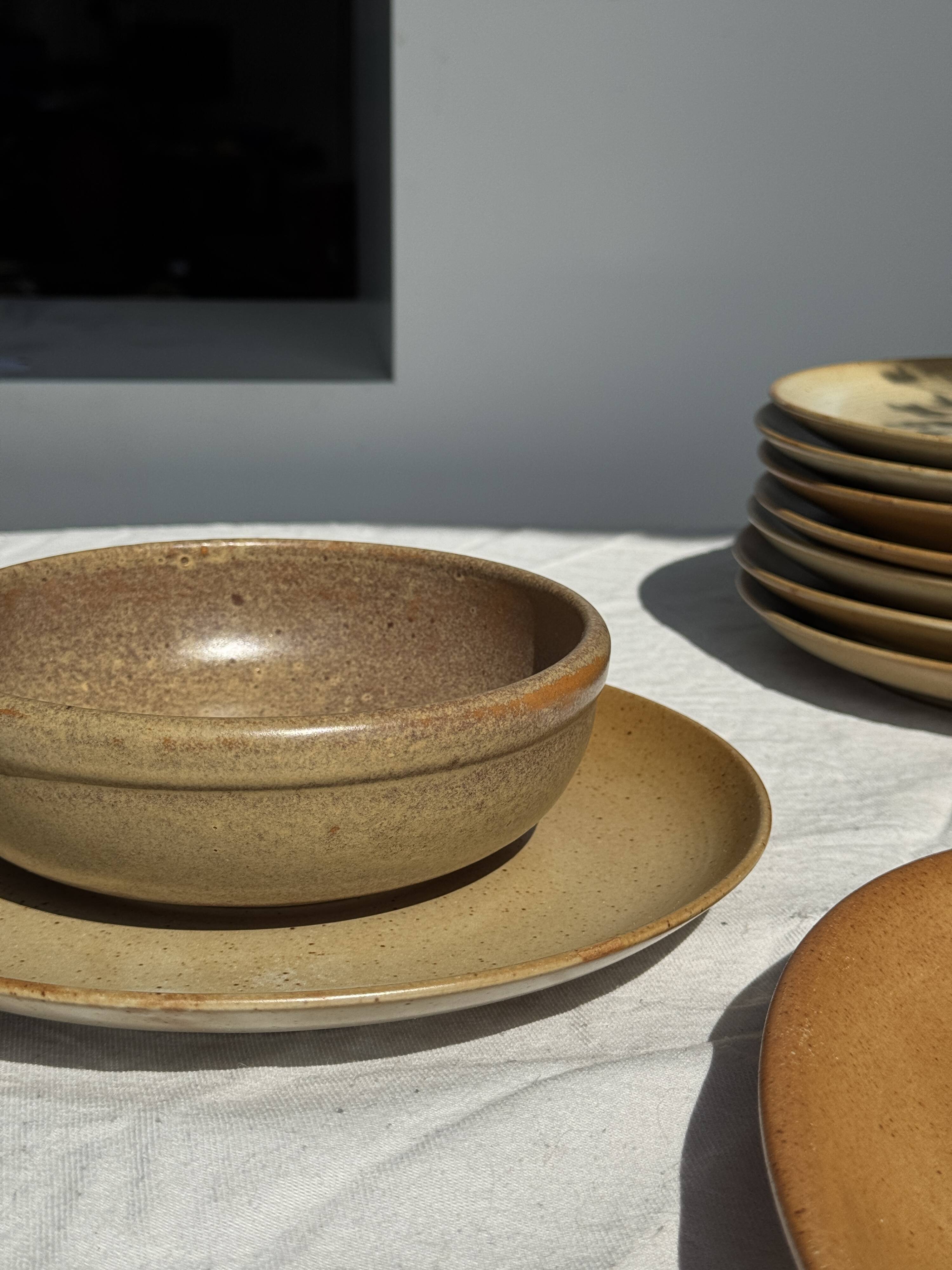 Set of 6 stoneware plates Village France D24