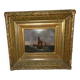 19th-century painting signed by Gaston Roullet, marine painter.