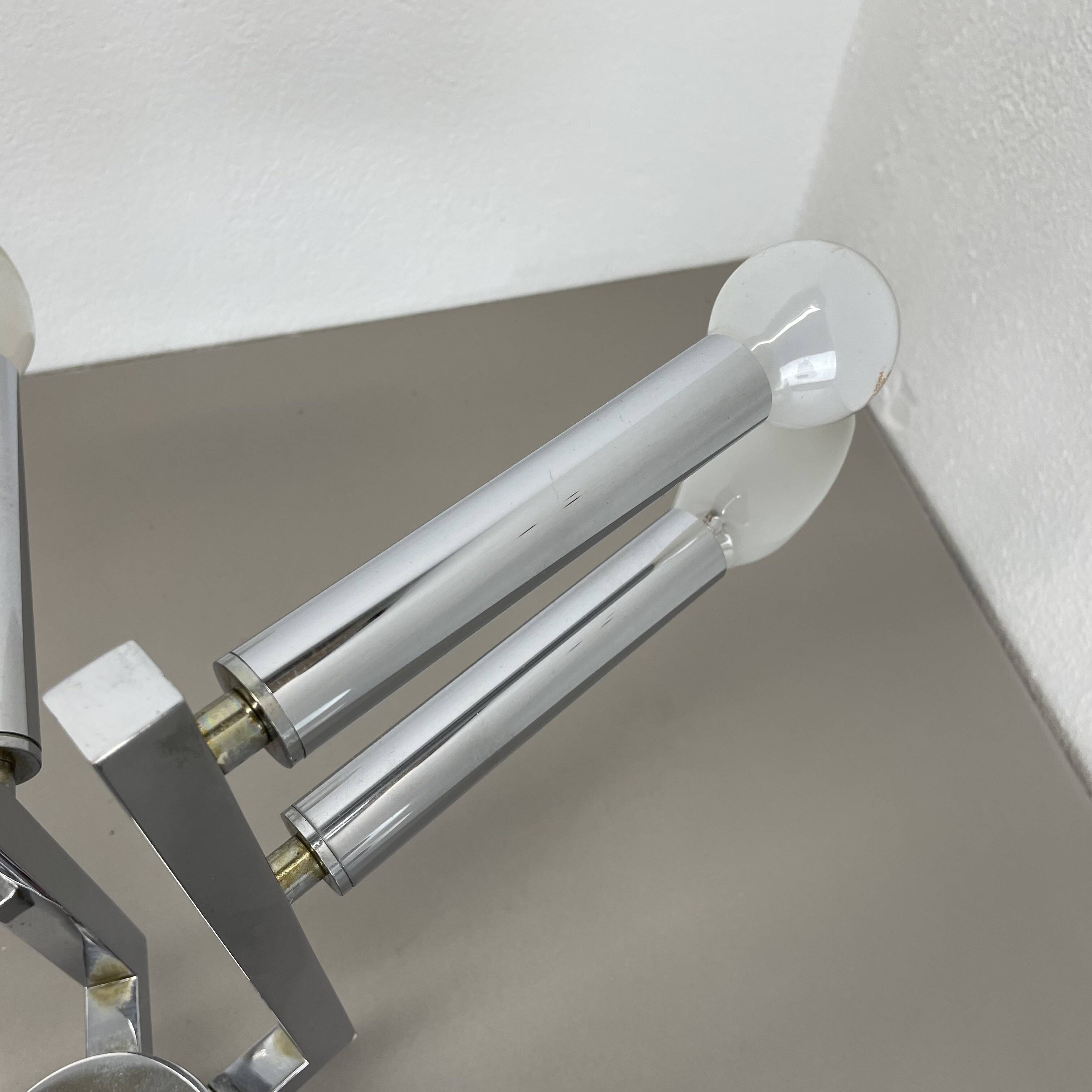 Modernist Huge chromed SPUTNIK Sciolari Style Ceiling Light, Italy, 1970s