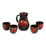 West germany jug and mugs vintage pitcher juice pottery scheurich 419-18