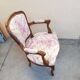 Antique cabriolet armchair in pink toile de Jouy.