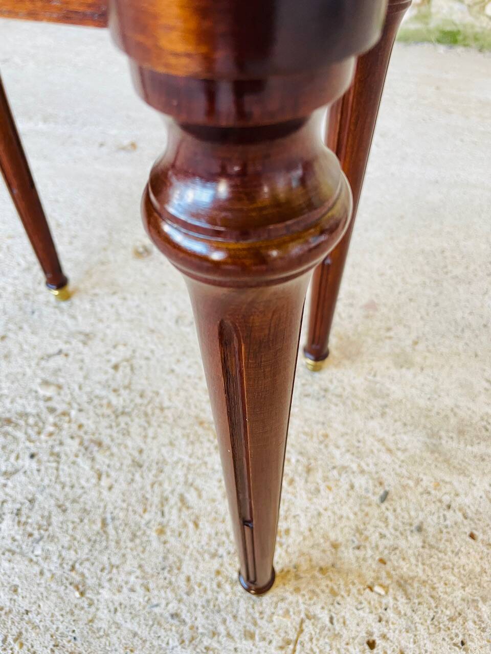Louis XVI style bedside table, Carrara marble and mahogany