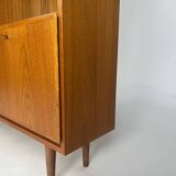 Vintage Teak Highboard Shelf Display Cabinet by Omann Jun 60s Danish Design