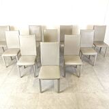 Set of 10 vintage leather dining chairs, 1980s
