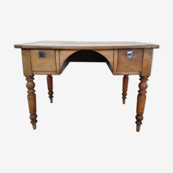 Old desk two drawers light oak