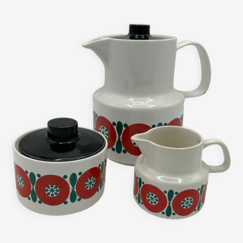 Service cafetière sucrier pot à lait melitta vintage motif pops 70s