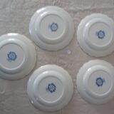 5 flat plates Ridgway Staffordshire Windsor blue bird flower