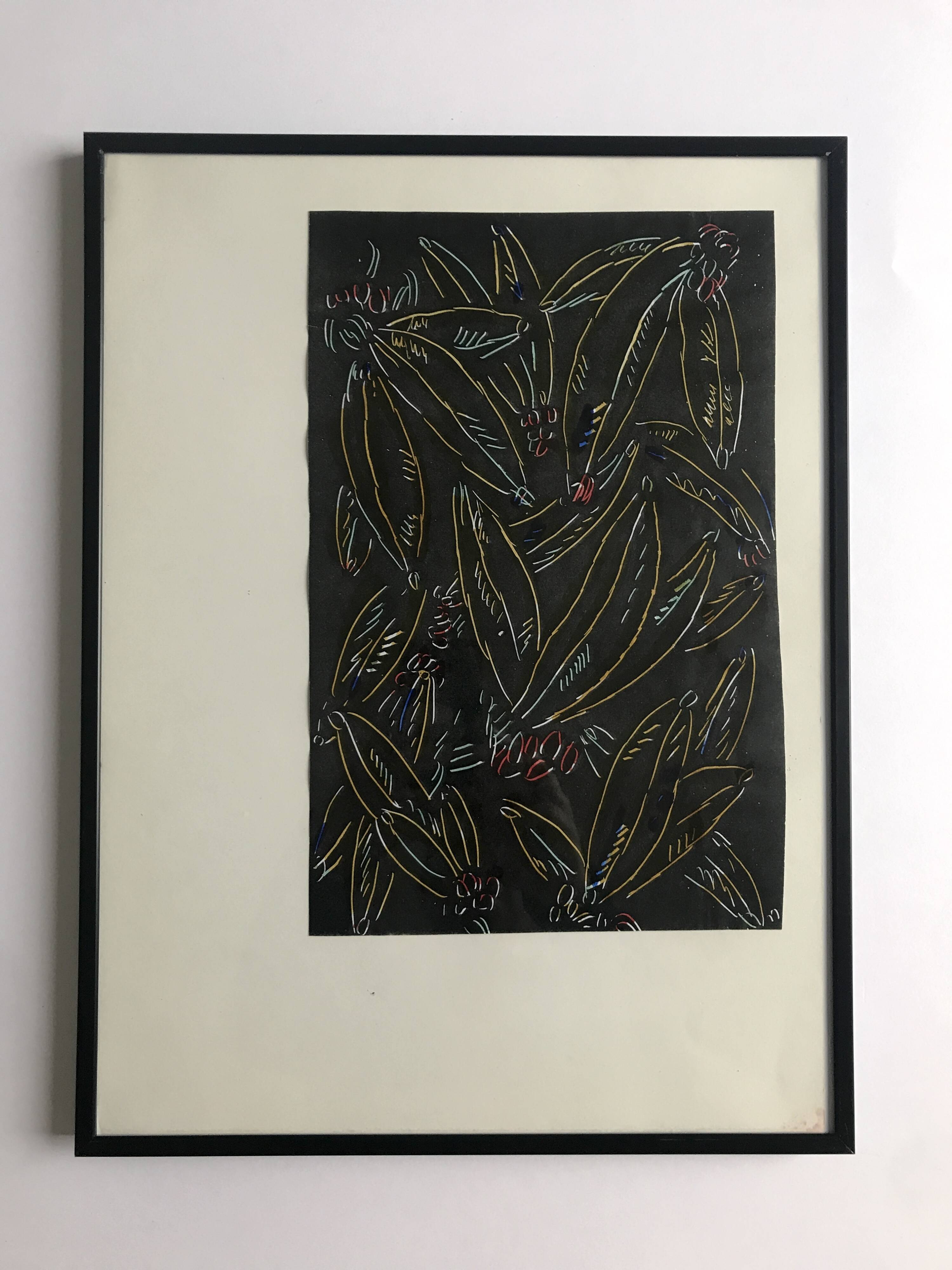 Elie Dayan, Untitled (Vegetal Pattern 2). Mixed media on paper.