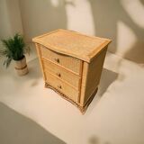 Vintage natural rattan chest of drawers
