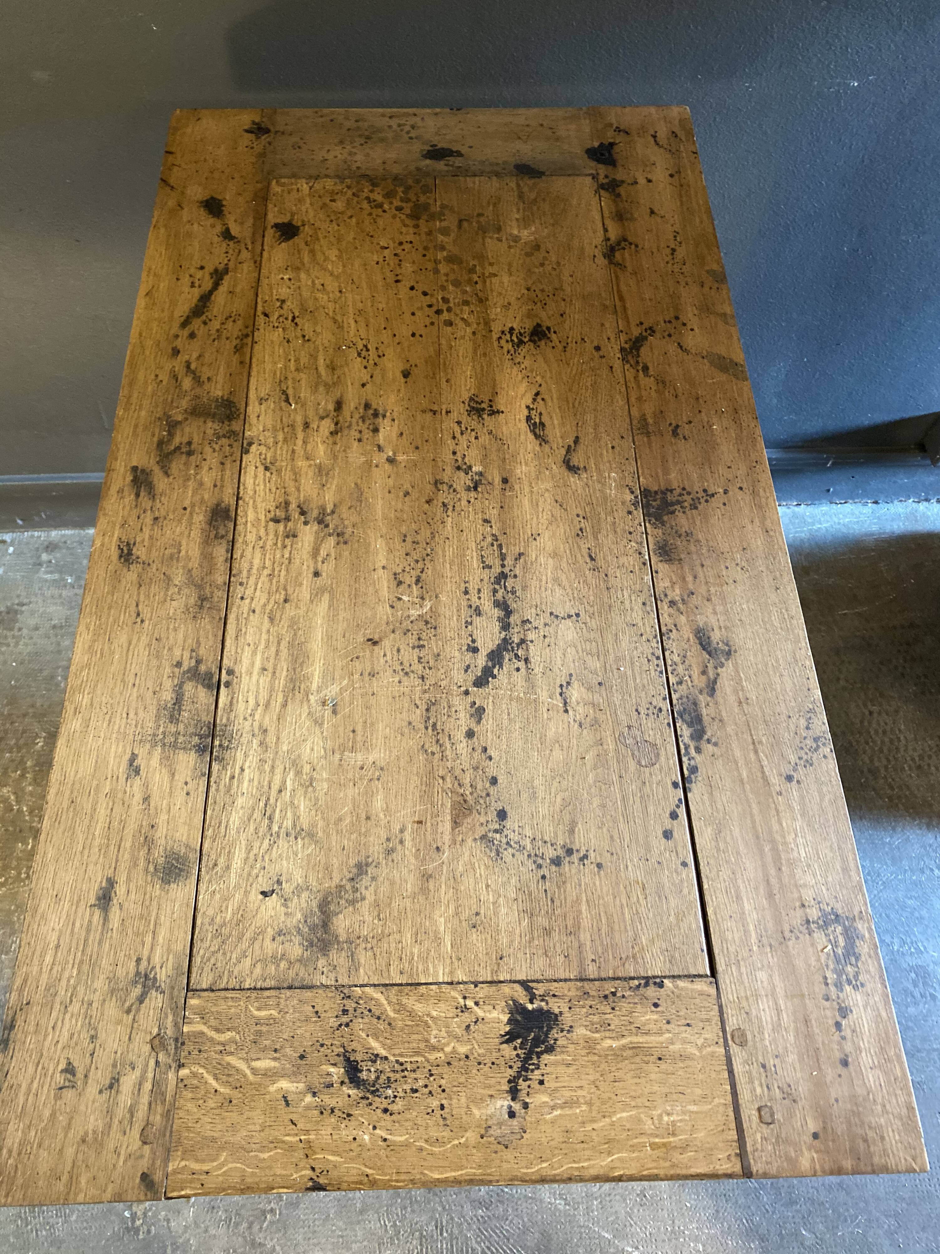 Industrial console cast iron and oak tray
