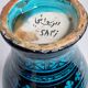 Moroccan turquoise and black ceramic vase, 40 cm