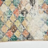 2x9 Vintage Multicolor Geometric Turkish Runner Rug, 75x266Cm