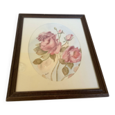 Tableau bouquet de roses aquarelle signée
