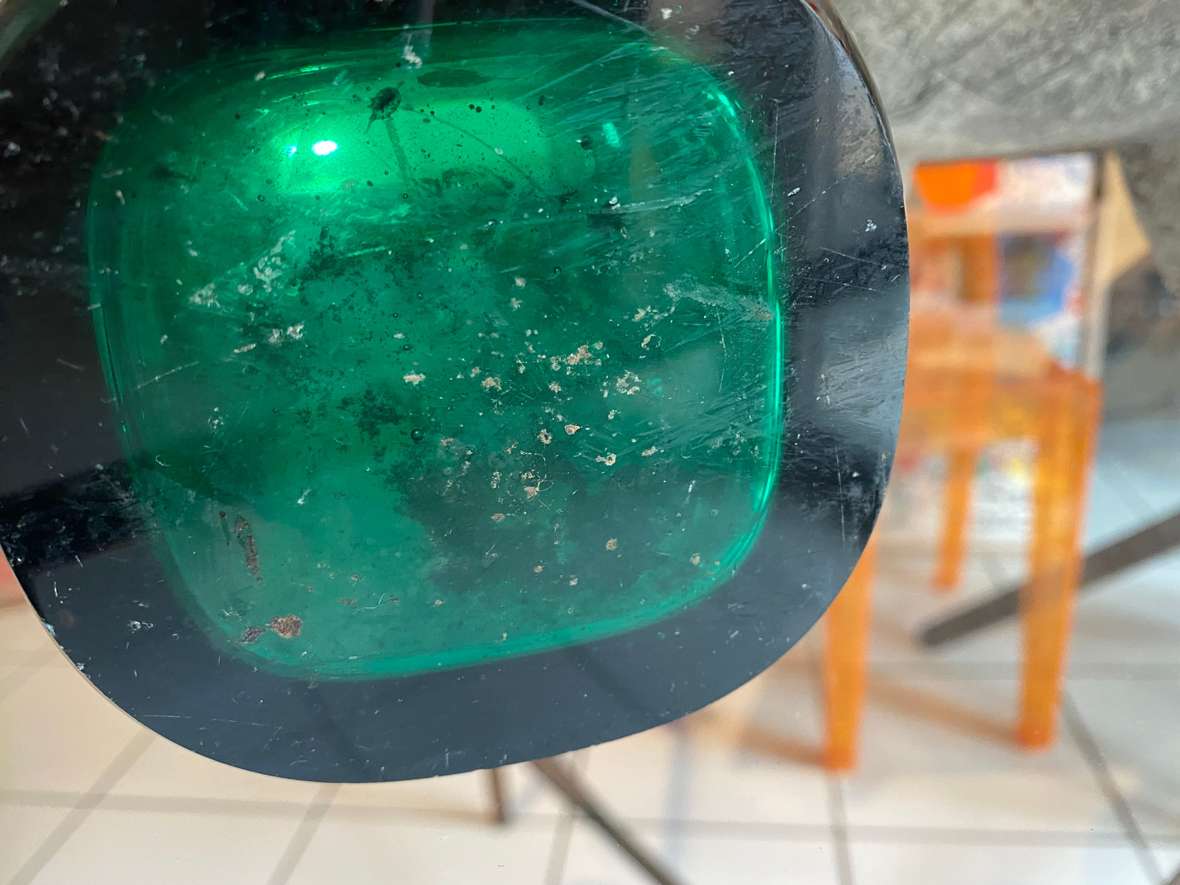Vase en verre signé design scandinave vintage