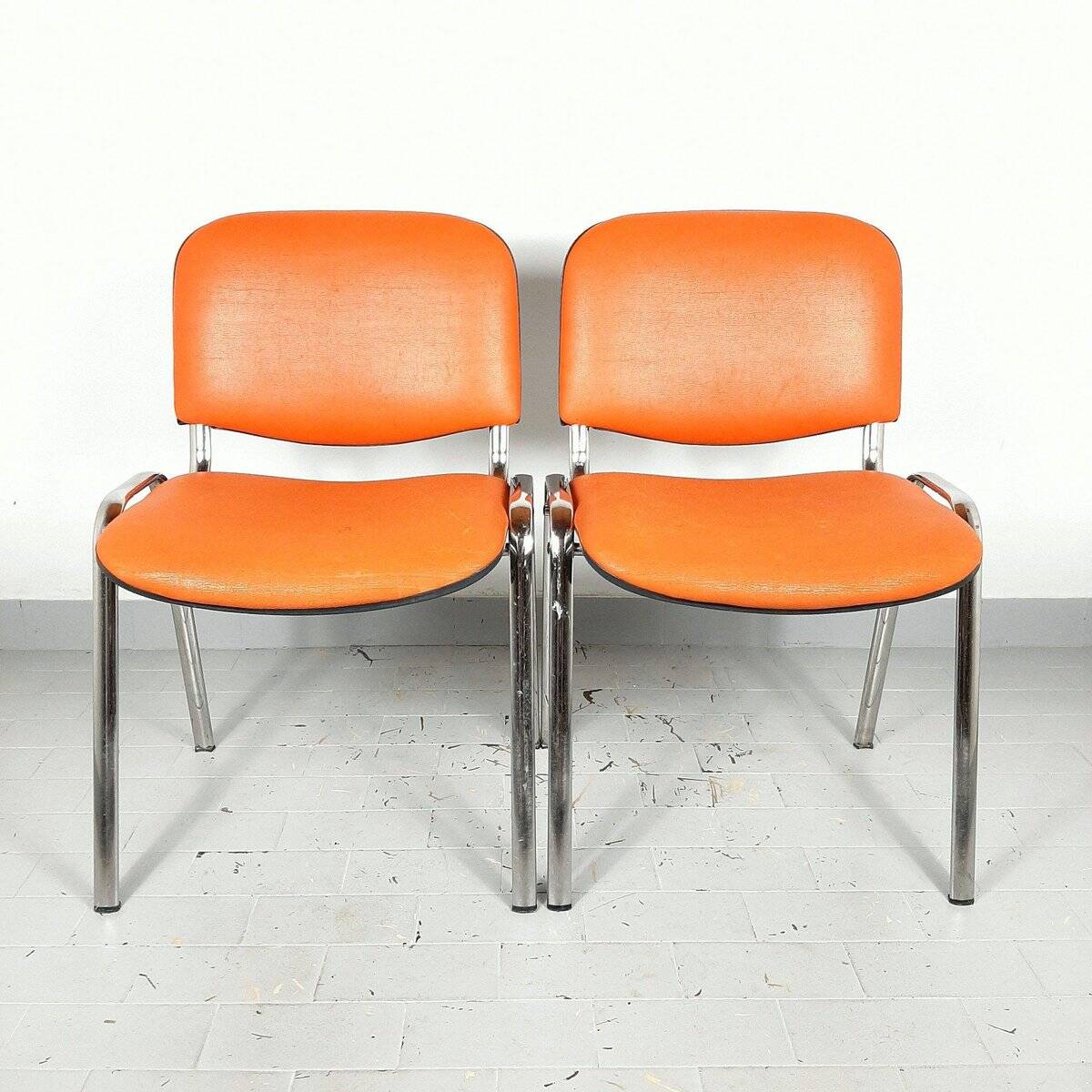 Orange office chairs, 1980s