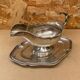Antique silver metal gravy boat vintage kitchen utensil