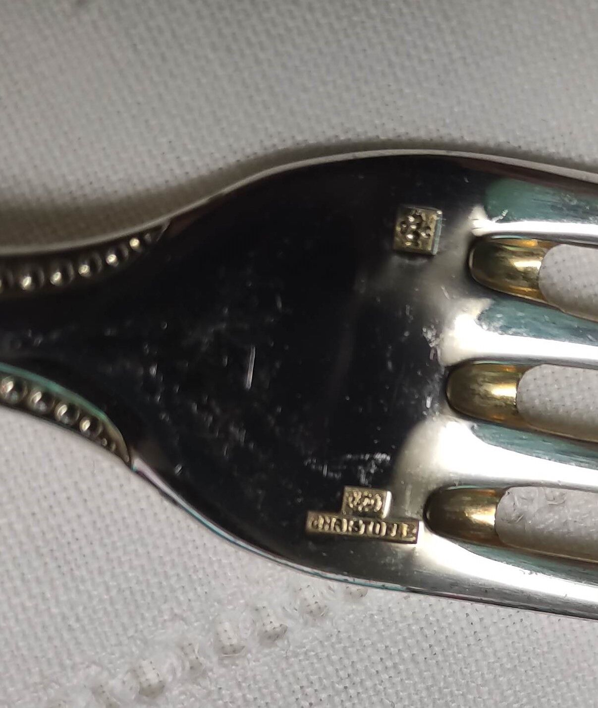 lot 12 dessert forks Christofle model "pearls" in silver metal of the 60s
