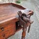 French antique watchmaker's bench – Table with drawers, vice, and original sliding leather surface – circa 1900