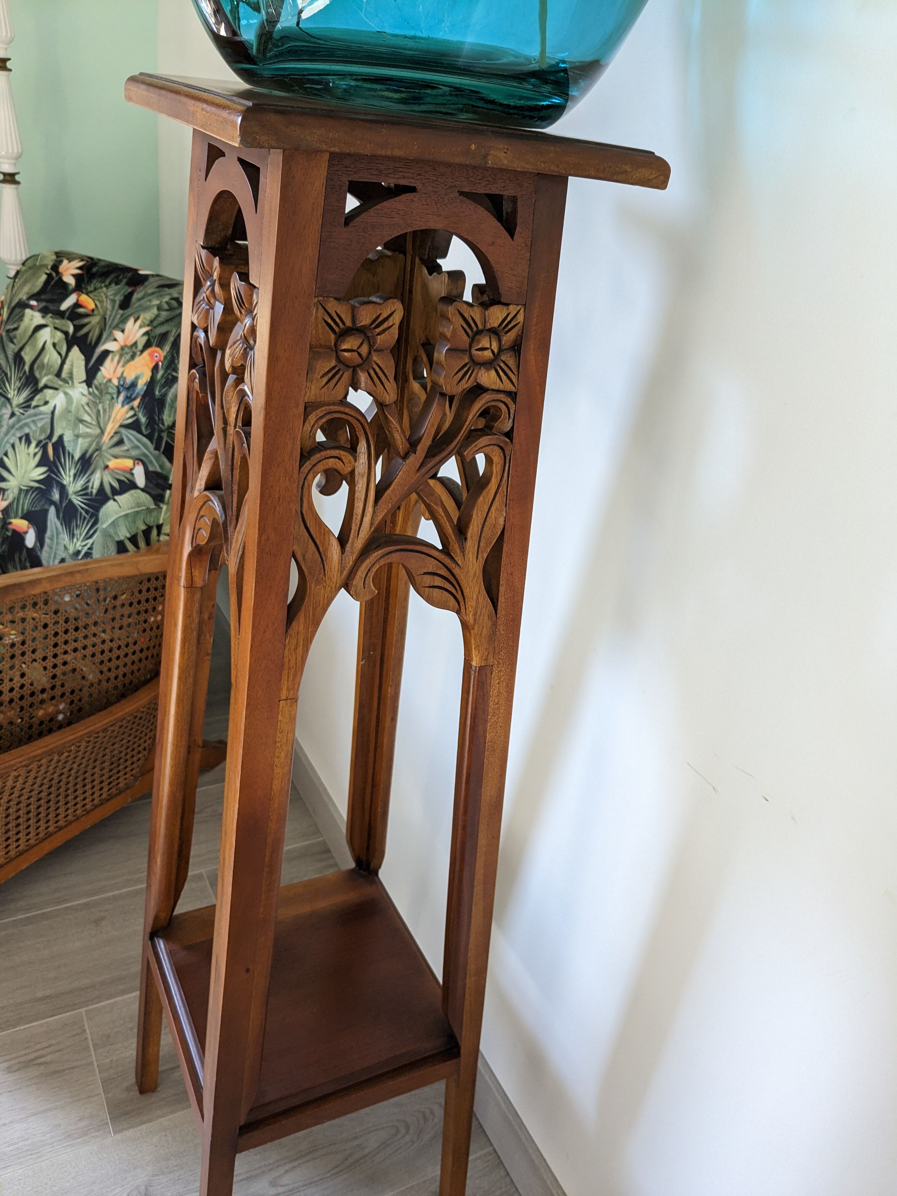 Art nouveau spirit side table in solid walnut