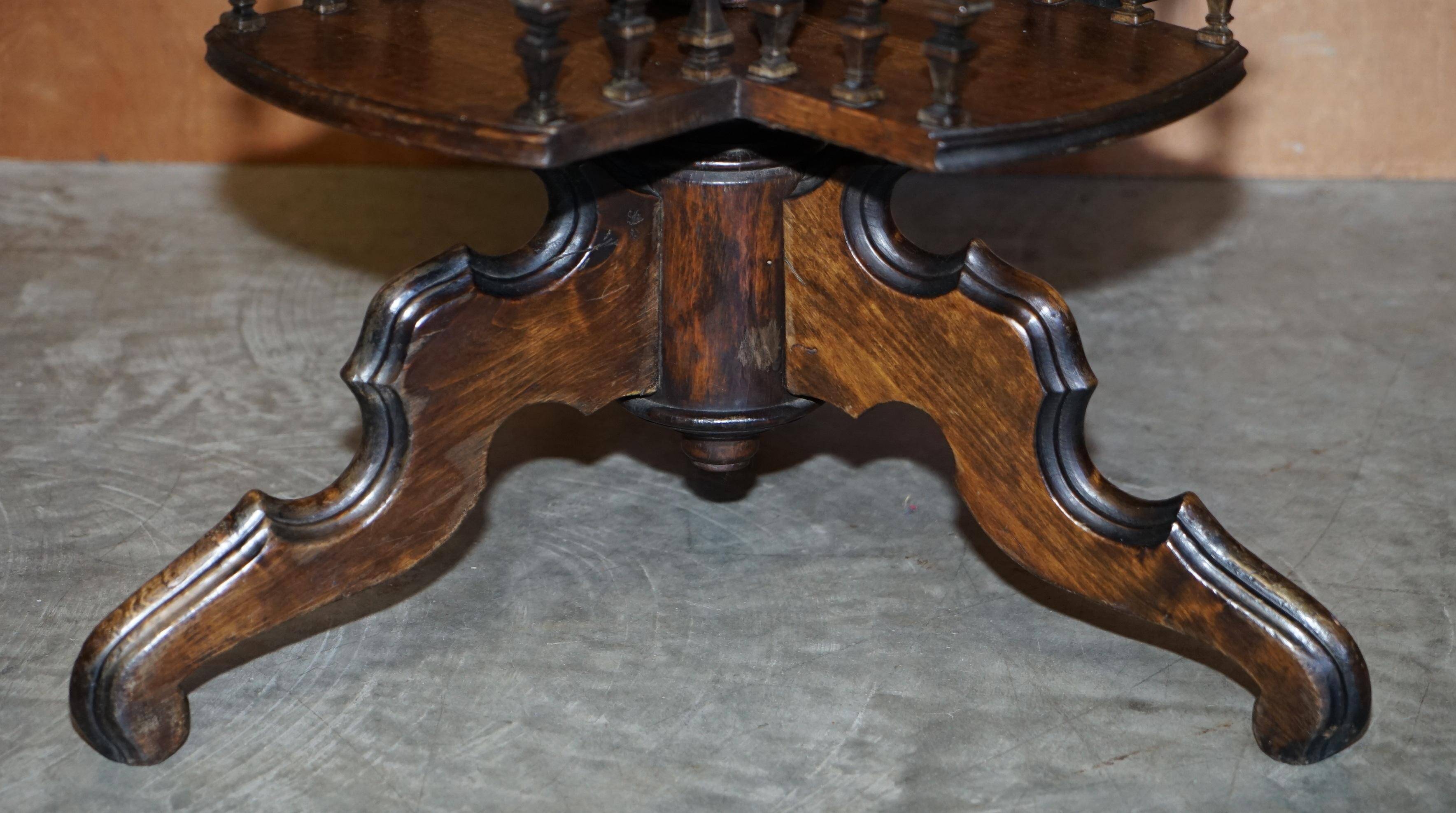 Victorian oak library table, two levels, pokerwork top.
