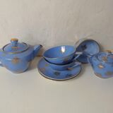 Head to head service porcelain limoges blue and gold