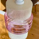 Vintage white and mauve pink frosted glass pendant lamp