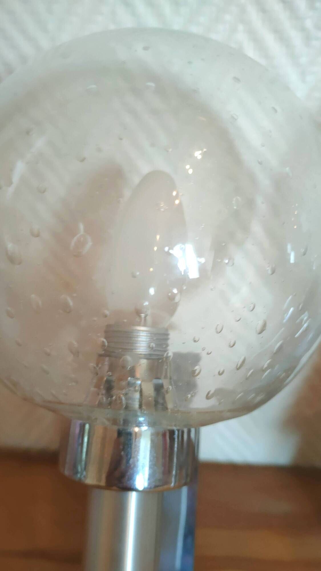 Pair of bubbled glass and inox wall lamps Doria Leuchten design 70s
