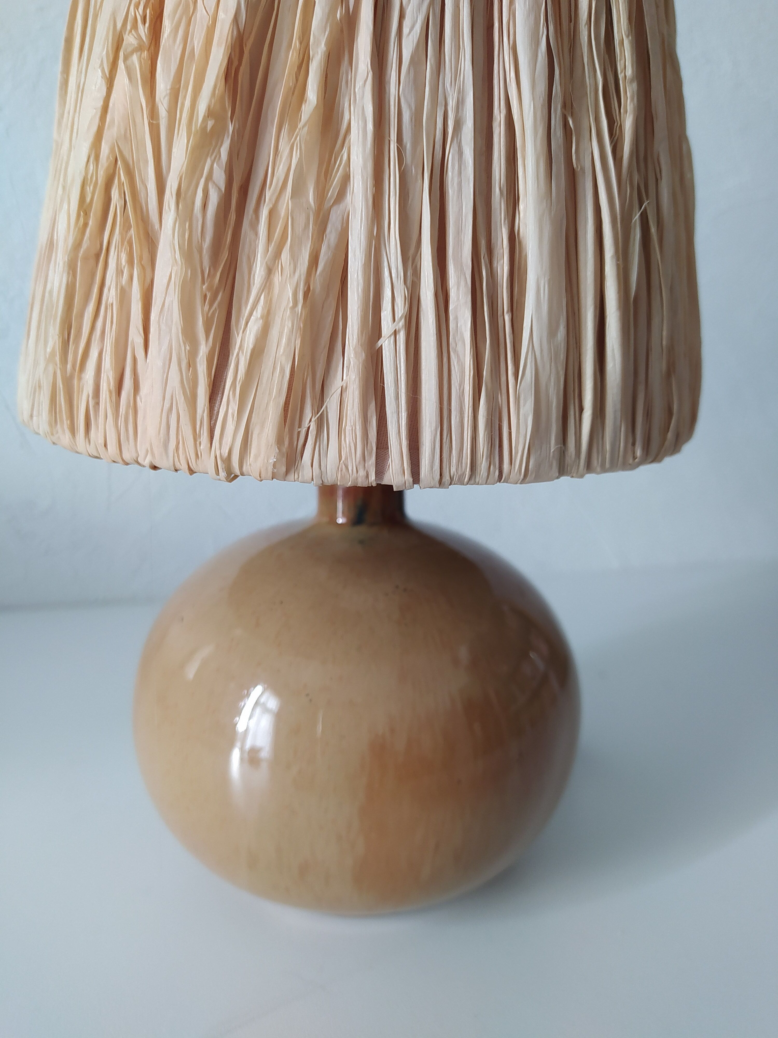 small bedside lamp gres enamelled rafia