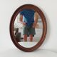 Miroir ovale en bois, années 60