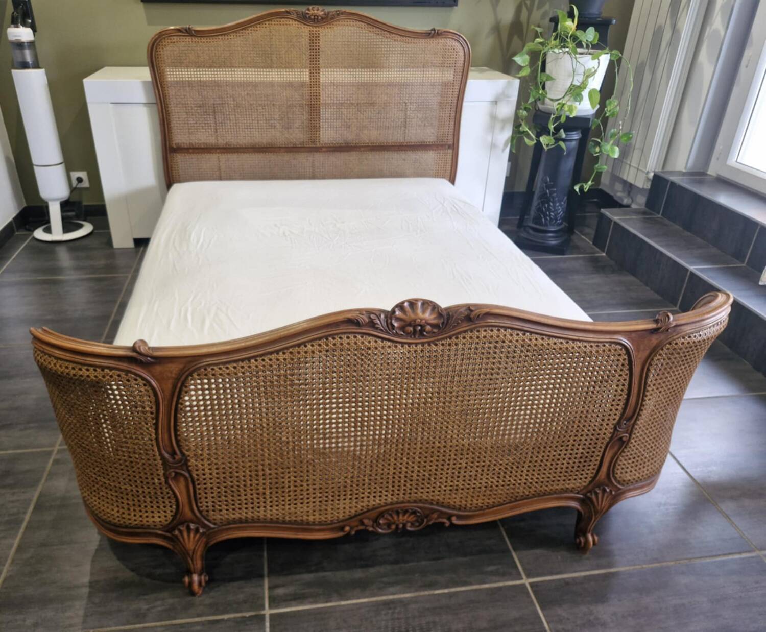 Louis XV style cane basket bed