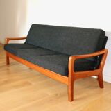 Canapé pliable danois vintage noir bouclé, années 1970