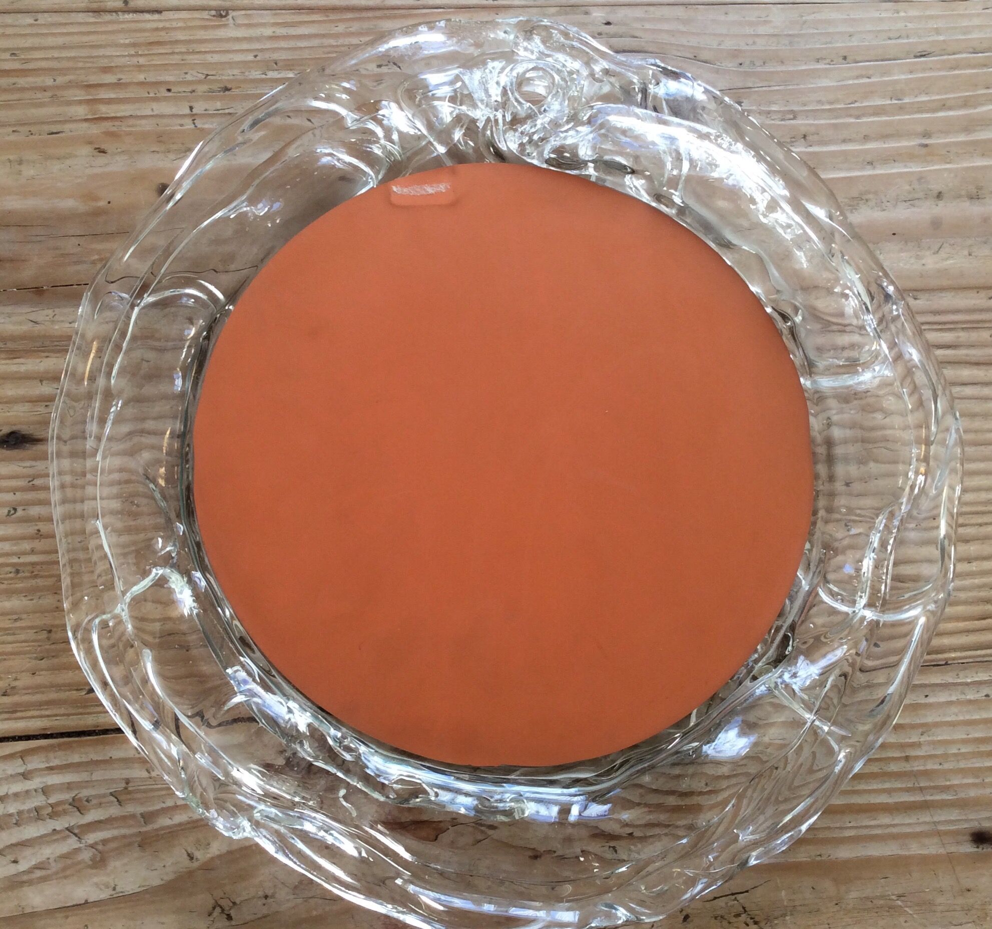 Round mirror with glass frame, 80s, 28cm