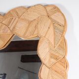 Large rattan leaf pattern mirror